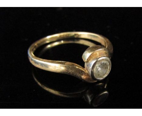 An 18ct gold ring with diamond in rubover setting 0.40ct approx. Size U, 4.4g 