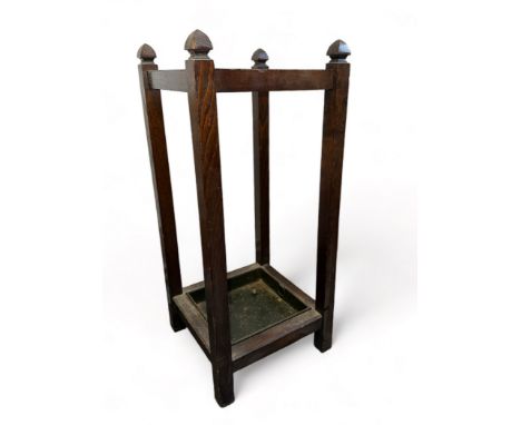 Wooden stick/Umbrella Stand with metal drip tray. Stand measures 29cm x 29cm x 66cm H. 