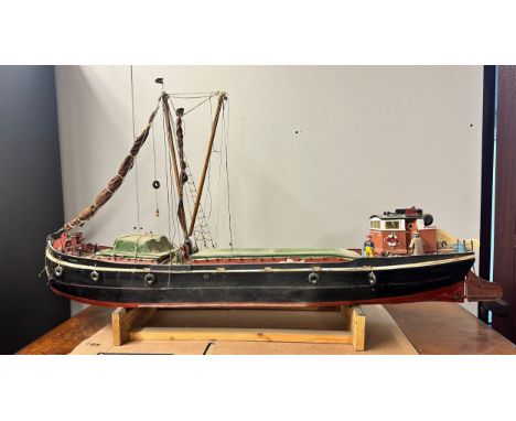 Large scratch built remote control ship of XYLONITE Thames barge, Official No. 145408, 68 ton. Built of steel at Mistley 1926