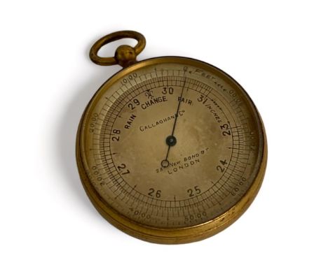 Callaghan &amp; Co, 19th Century pocket Barometer by Callaghan &amp; Co, 23A New Bond St London, gilt finish, without case. 