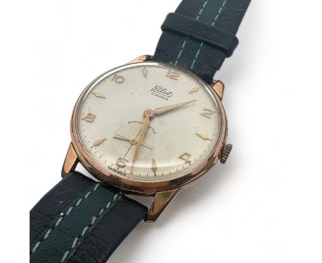 A Pilot 17 jewel gold plated manual watch, circa 1950s. Champagne dial with gold toned arrow/ Arabic numerals markers, sub se