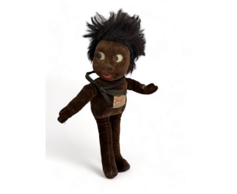 A Chad Valley Man Friday Plush doll, c.1930's.  Label to right foot reads 'Hygenic Toys Made in England by Chad Valley Co Ltd