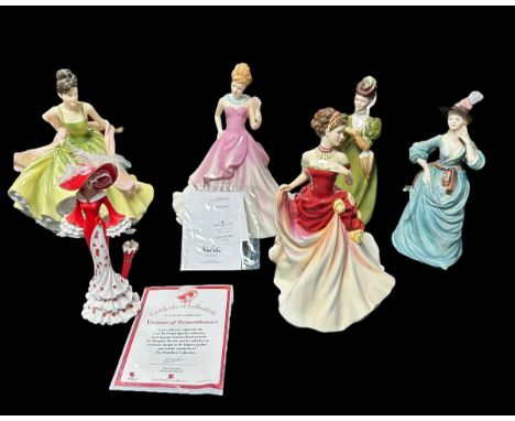 A Collection Of Ceramic Figurines, including 3x Royal Doulton 'Pretty Ladies', Autumn ball, Spring ball &amp; Summer ball (wi