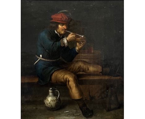 Evert Collier (1642-1708) attributed to, Dutch School 17th / 18th Century oil on panel painting of a pipe smoking peasant in 