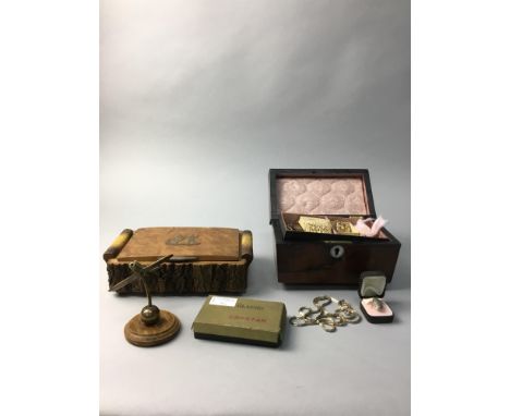 TWO TRINKET BOXES, along with other items including jewellery