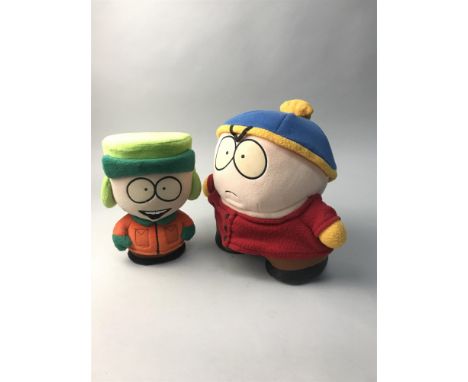 LOT OF SOFT AND OTHER TOYS, including Southpark large Kyle &amp; Eric, ET alarm clock, $6 Million Dollar Man, Skelator, Ecto 