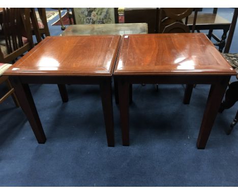 PAIR OF HARDWOOD LAMP TABLES