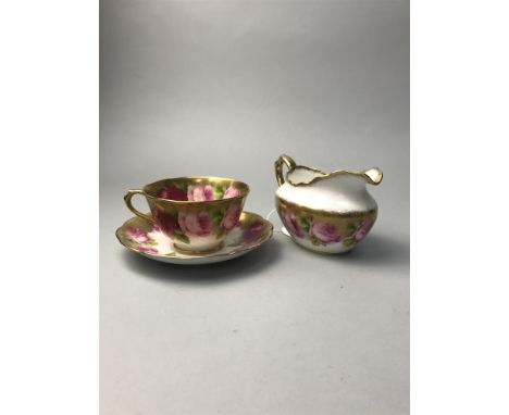 ROYAL ALBERT TEA SERVICE, with rose decoration; along with a Paragon coffee service with gilt decoration