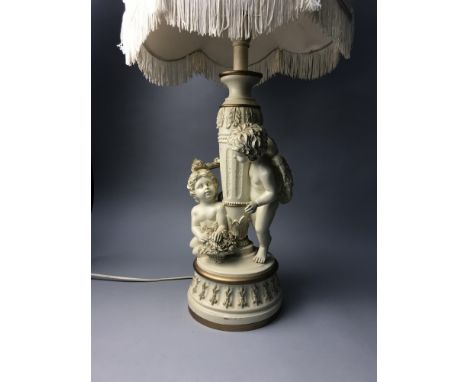 CONTEMPORARY PAINT STUCCO LAMP BASE OF NEOCLASSICAL DESIGN