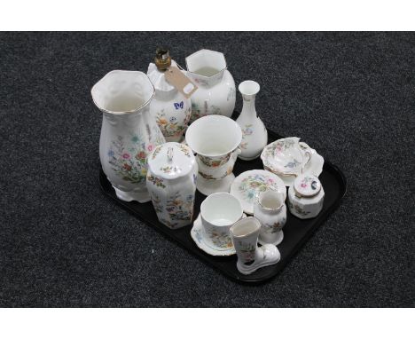 A tray of fourteen pieces of Aynsley Wild Tudor Cottage Garden china 