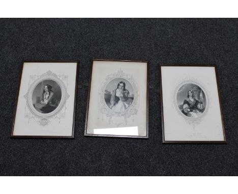 Three framed Victorian engravings - portrait studies 