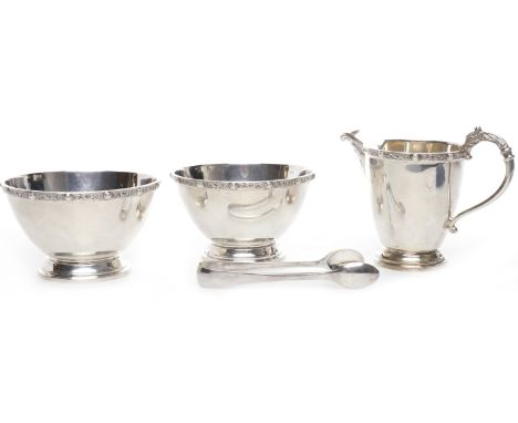 ELIZABETH II SILVER PART TEA SERVICE maker Adie Brothers Ltd, Birmingham 1957, comprising a jug, two sugar bowls and two sets