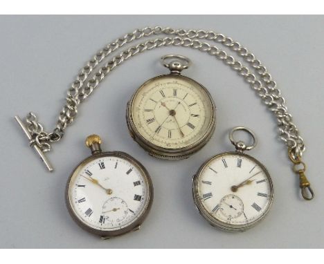 A Victorian chronograph pocket watch, the key wind movement with white enamel dial having Roman numerals inscribed Marine Dec