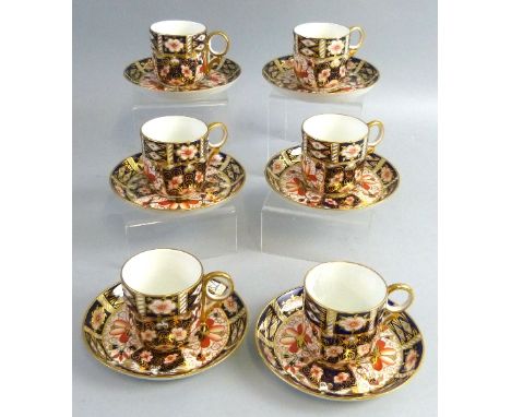 A set of six Royal Crown Derby coffee cups and saucers, pattern number 2451 (12)