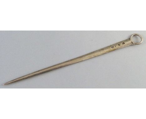 A George III meat skewer,  of typical tapering ribbed form with ring terminal, 28cm long London 1770 2.65ozs