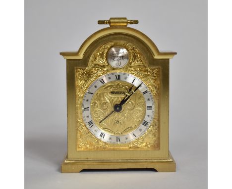 A Swiza Cast Brass Alarm Clock in the Form of a Miniature Carriage Clock, Alarm Functions but Movement Requiring Attention, 1