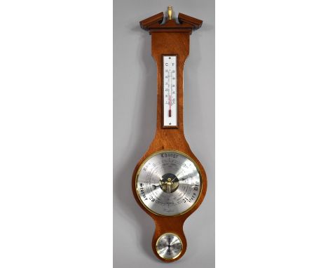 A Modern Small Wheel Barometer with Thermometer, 52cm High 