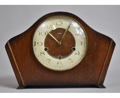 A Mid 20th Century Oak Cased Smiths Westminster Chime Mantle Clock 