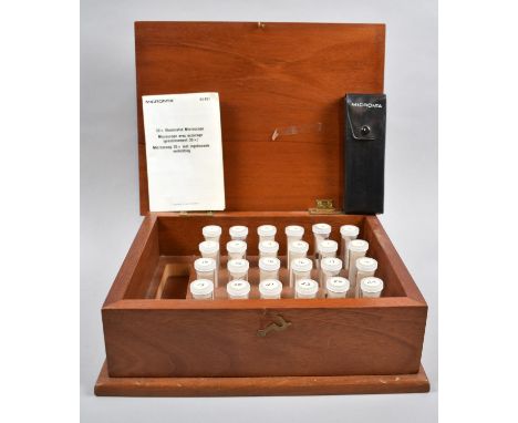 A Modern Wooden Cased Set of Thirty Microscope Slides with Illuminating Magnifier by Micronta, Cockroaches, Flies etc 