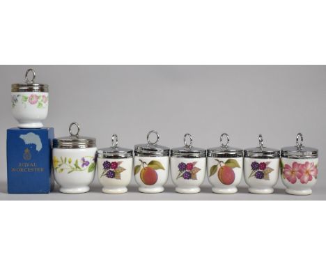 A Collection of Seven Small and One Large Royal Worcester Egg Coddlers 
