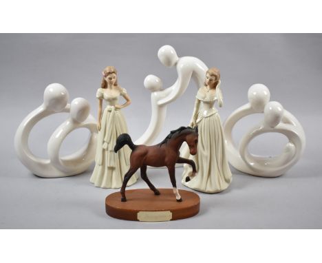 A Collection of Figural and Modern Art Ceramic Ornaments Together with a Royal Doulton Spring Time Foal 