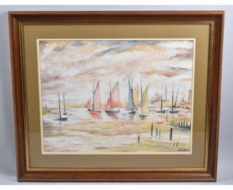 A Framed Pastel Depicting Sailing Boats in the French Impressionist Style, 43x33cm 