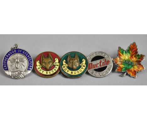 A Collection of Various Vintage Silver and Enamelled Brooches, Silver Pendant and Two Enamelled Box Scout Lapel Badges 