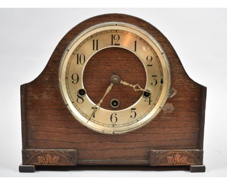 A Mid 20th Century Westminster Chime Mantle Clock, with Pendulum but no Key, Missing Glass 