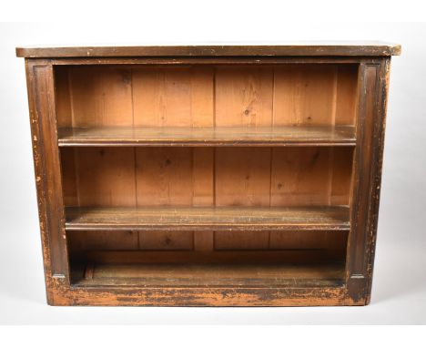 An Edwardian Stained Wooden Three Shelf Open Bookcase, 123cm Wide 