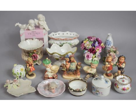 A Collection of Various Ceramics to Comprise Goebel Ornaments, Continental Bowls, Lidded Pots, Crown Staffordshire Posey Orna