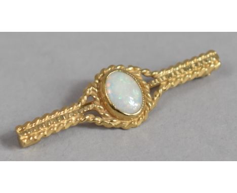 A 9ct Gold and Opal Bar Brooch, 2.4g 