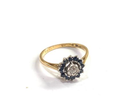 Vintage 18ct gold diamond and sapphire ring weight 3.1g 