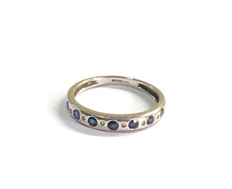 Vintage 9ct gold diamond &amp; sapphire ring weight 1.7g g 