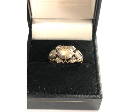 Antique Georgian rose diamond ring with rose diamond halo weight 3.6g 