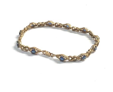 Vintage 9ct gold sapphire panel bracelet weight 8.1g 