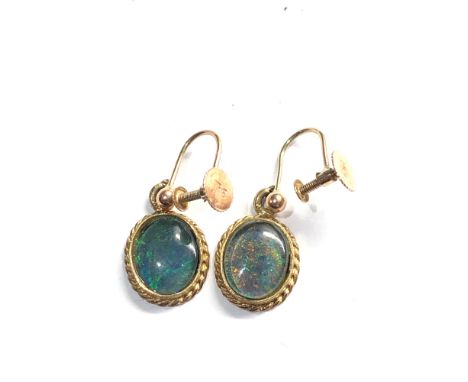 Pair of vintage 9ct gold opal earrings weight 3g 