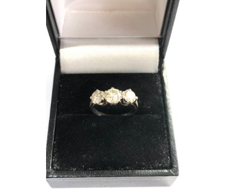 Fine antique platinum 3 stone diamond ring central diamond measures 5.5mm diamonds either side measure approx 4.5 d est 1.10 