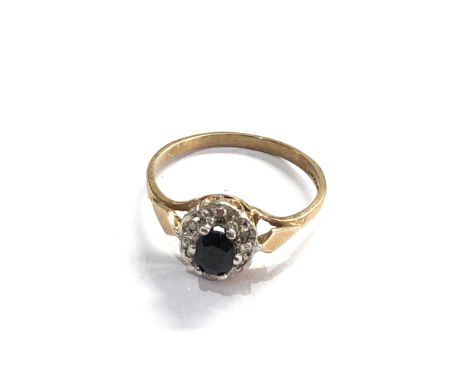 9ct gold diamond and sapphire ring weight 1.8g 