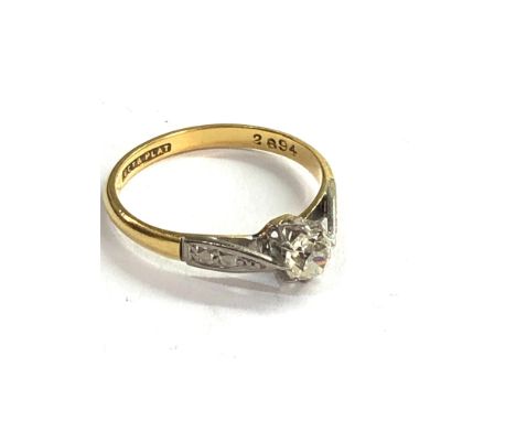 Antique old cut diamond ring with diamond shoulders diamond measures approx 4mm dia weight 2.1g 