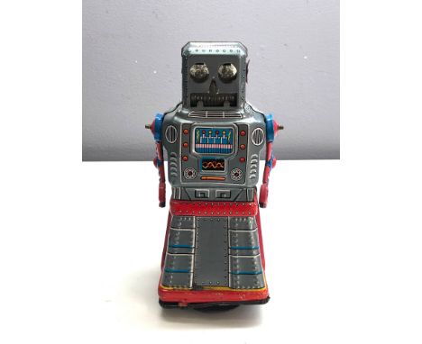 Vintage tin KO toys JAPAN mystery Action Atom ROBOT friction tinplate rare works missing tyre 