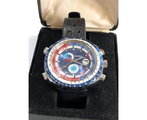 SORNA chrono mechanical 1970?s Chronograph gents wristwatch watch is ticking but no warranty given 