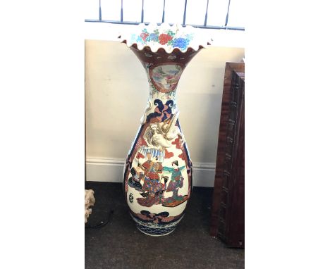 20th Century Tall Japanese Imari Hand Painted Porcelain Vase measures approx 42ins tall damage as shown 