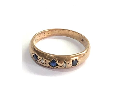 9ct gold diamond and sapphire ring weight 3.2g 