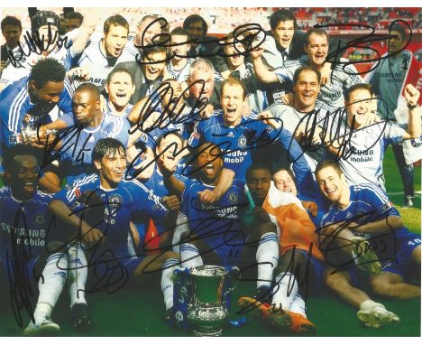 Multi signed Chelsea FA Cup Winners 2006 07 10x8 colour photo. Signed by Claude Makelele, Michael Essien, John Terry, joe Col