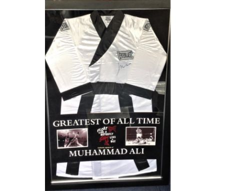 Boxing Float like a butterfly sting like a Bee Muhammad Ali 56x38 mounted and framed signed Everlast Boxing robe fantastic it