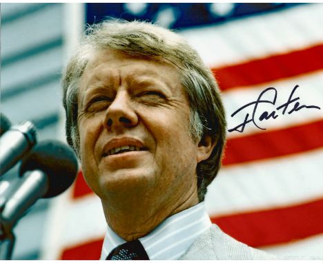 Jimmy Carter signed 10x8 colour photo. James Earl Carter Jr. (born October 1, 1924) is an American philanthropist, former pol