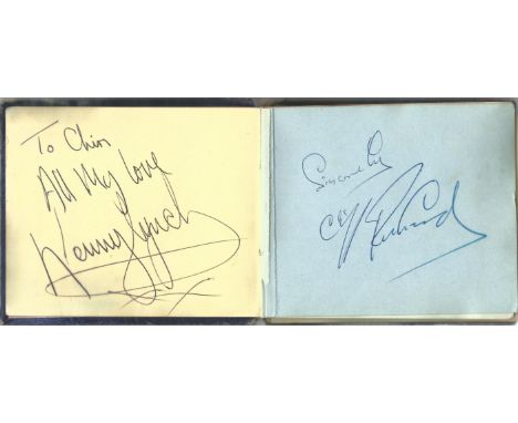 1960's Pop Music Autograph book. Signed by Cliff Richard. Shane Fenton, Jimmy Justice, Kenny Lynch, Freddie Farrity, Craig Do