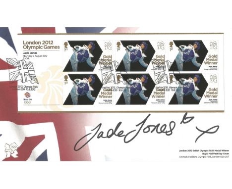 Jade Jones signed London 2012 Olympic Games Gold Medal Winner commemorative FDC pm London 2012 Olympic Park London E20 10. 8.