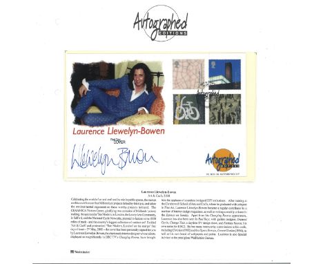 Laurence Llewelyn Bowen signed Autograph Editions Official FDC Art and Craft 2000. Set on nice A4 descriptive page. Good cond