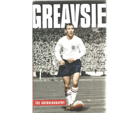 Jimmy Greaves First Edition Book. Book titled Greavsie The Autobiography. Signed on Title page in black pen, dedicated. Print